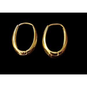 Olivia And Jackson Gold Tone Recycled Brass Oval Hoop Earrings 1" New